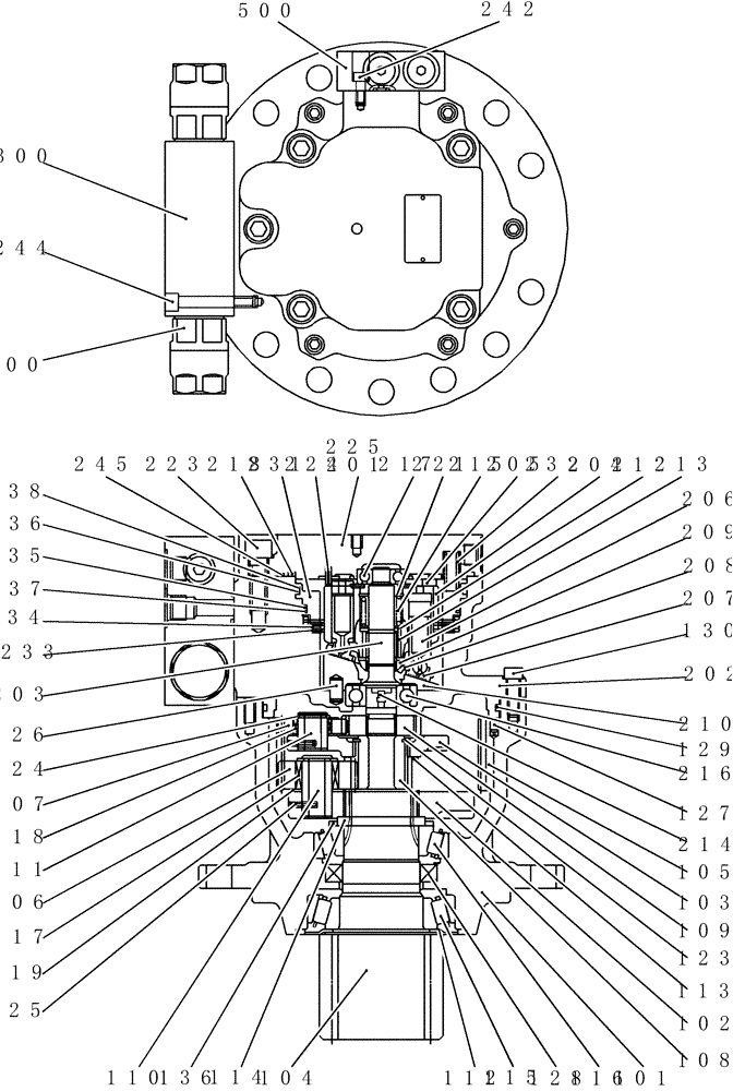 Схема запчастей Case CX50B - (HC300) - MOTOR ASSEMBLY (SWING) (35) - HYDRAULIC SYSTEMS