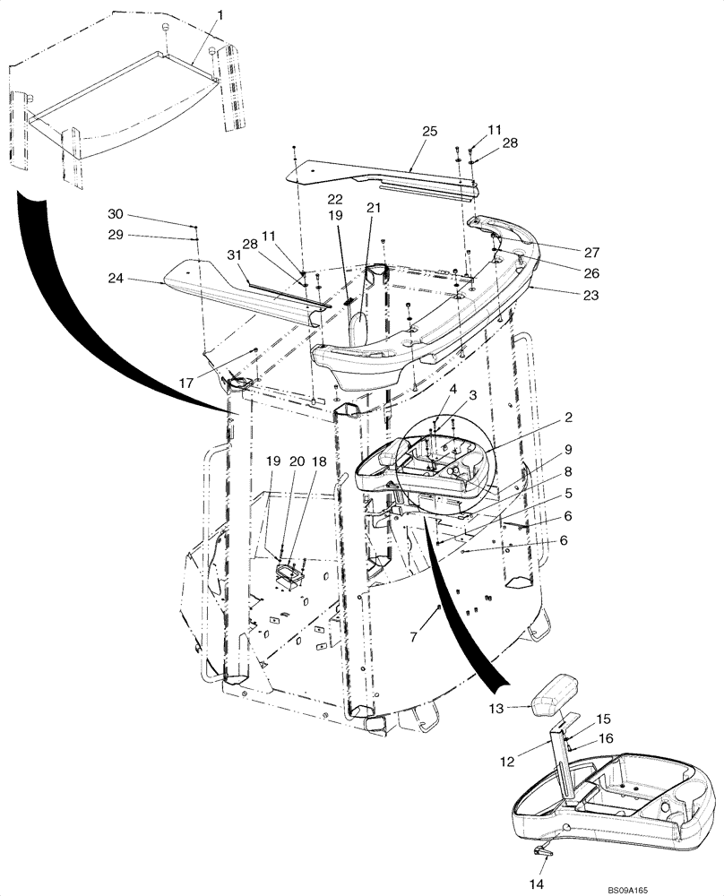 Схема запчастей Case 921E - (09-83) - CANOPY - INTERIOR TRIM/EXTERIOR TRIM (09) - CHASSIS