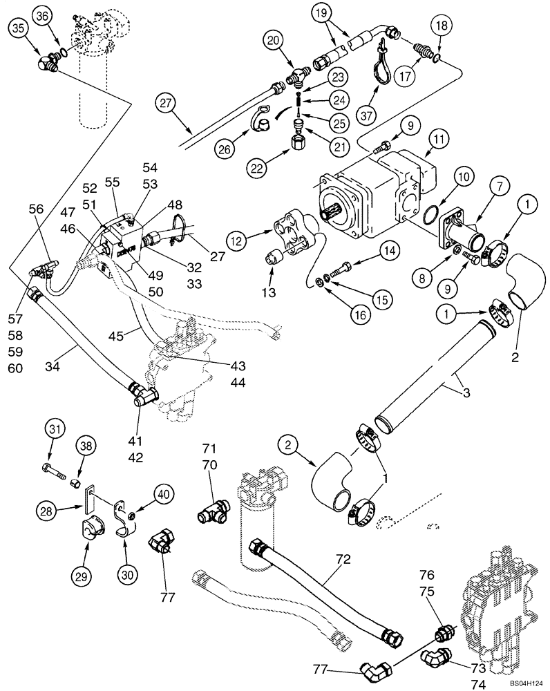 Схема запчастей Case 570MXT - (08-01A) - HYDRAULICS - PUMP, FILTER AND LOADER VALVE (WITH HUSCO LOADER VALVE W/SEPARATE PRIORITY VALVE) (08) - HYDRAULICS