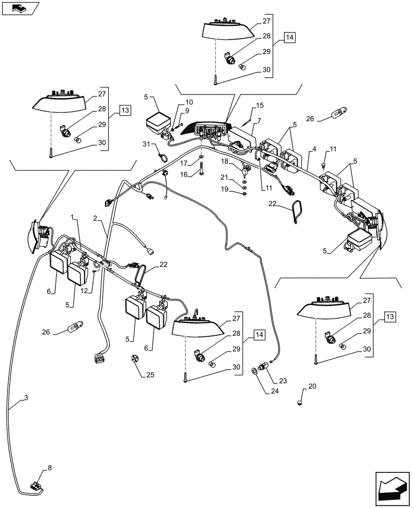 Схема запчастей Case 590SN - (55.404.07) - VAR - 747853, 747854, 747855 - LAMP (55) - ELECTRICAL SYSTEMS