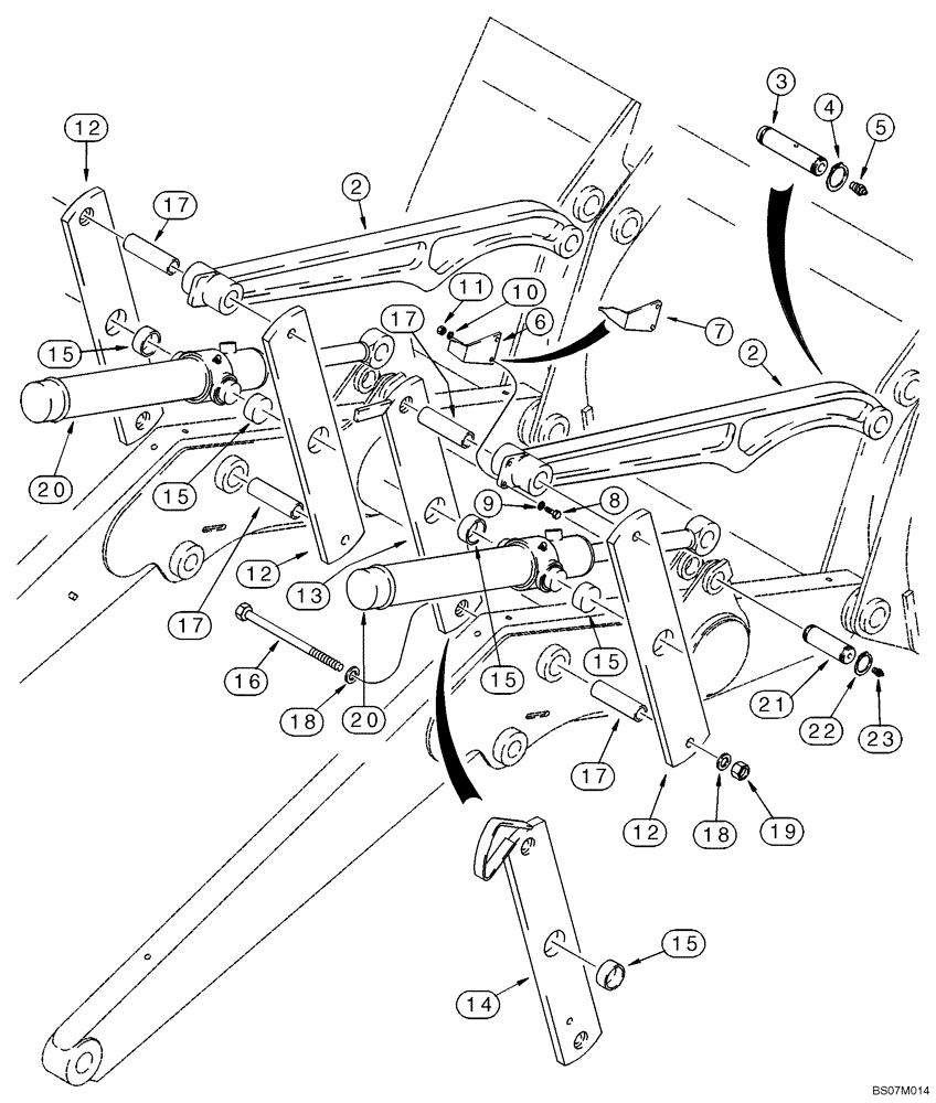 Схема запчастей Case 590SM - (39.125.02) - FRAME - LOADER LINKAGE (09) - CHASSIS/ATTACHMENTS