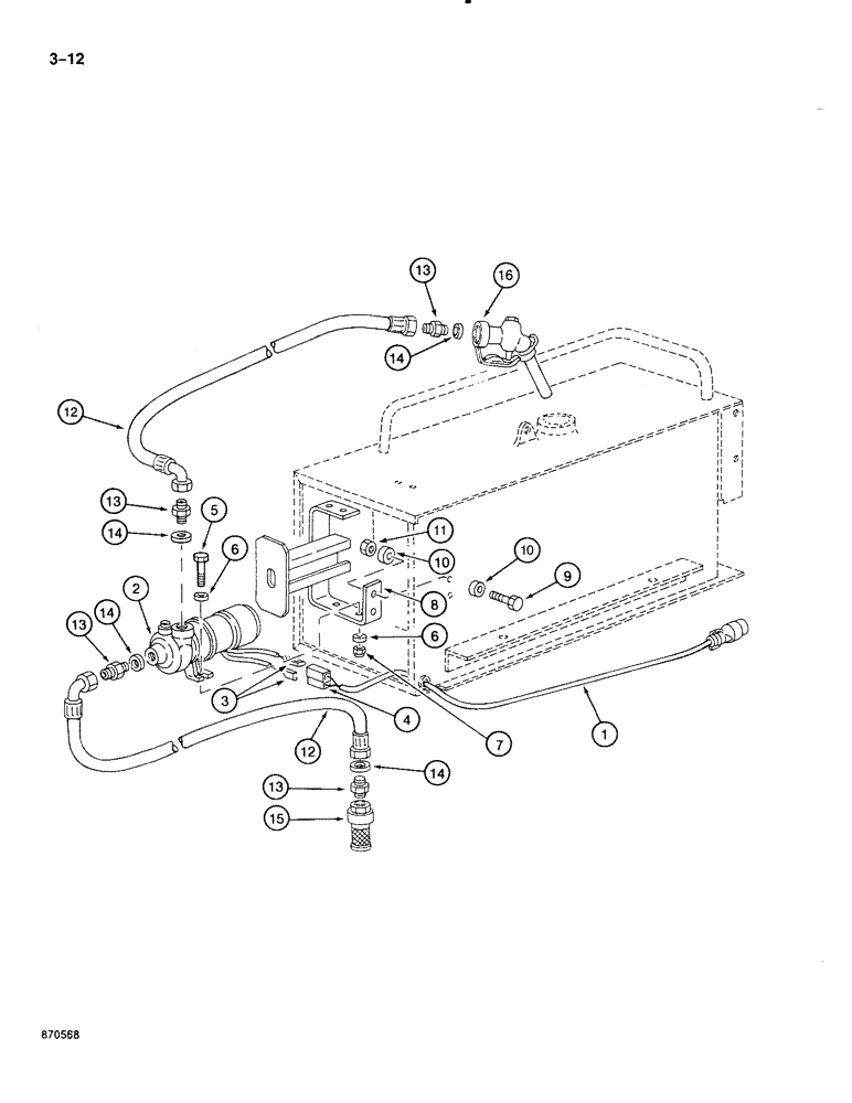 Схема запчастей Case 888 - (3-012) - FUEL TRANSFER PUMP (03) - FUEL SYSTEM