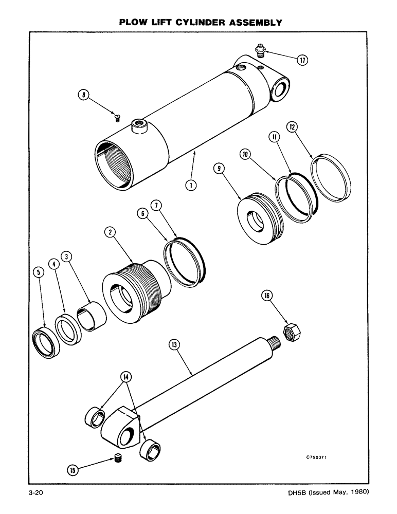 Схема запчастей Case DH5 - (3-20) - PLOW LIFT CYLINDER ASSEMBLY (35) - HYDRAULIC SYSTEMS