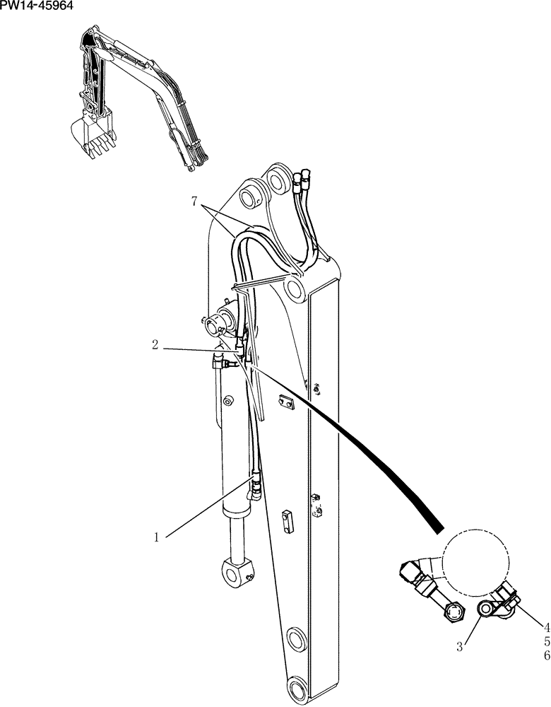 Схема запчастей Case CX31B - (612-17[1Z82]) - HYDRAULIC LINES, ARM 1.47M (58) - ATTACHMENTS/HEADERS