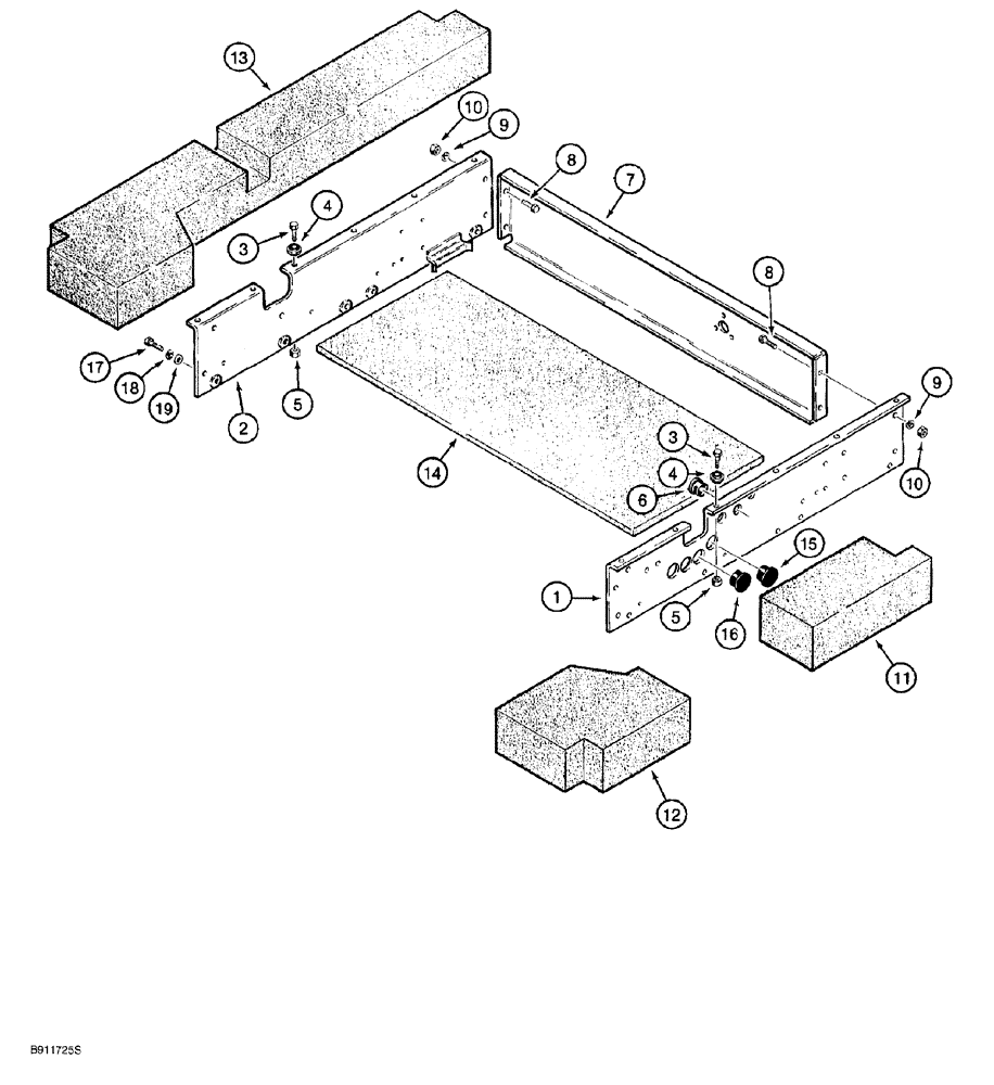 Схема запчастей Case 650G - (9-62) - CAB ASSEMBLY - ROOF PADS AND ACCESSORY MOUNTING BRACKETS (09) - CHASSIS/ATTACHMENTS