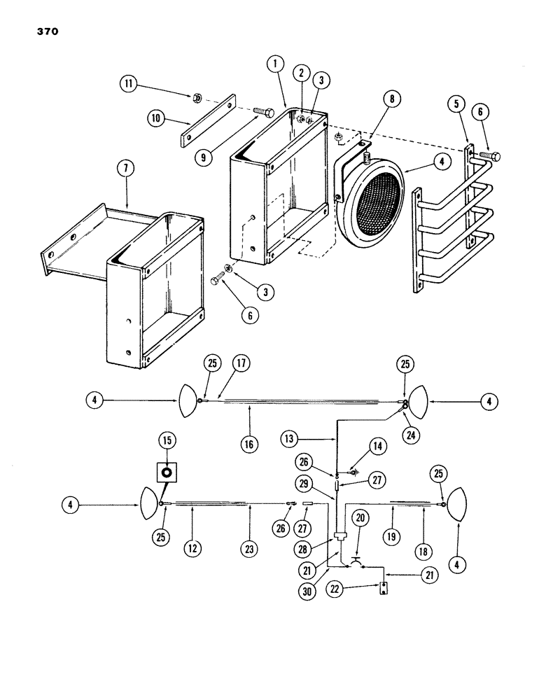 Схема запчастей Case 980B - (370) - WORK LIGHTS AND ATTACHING PARTS, (USED ON UNITS PRIOR TO PIN 6204051) (06) - ELECTRICAL SYSTEMS