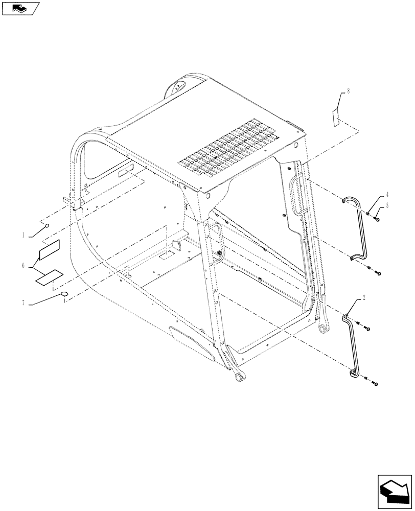 Схема запчастей Case SR130 - (90.154.AC) - OPEN CAB, NO HEAT OR HVAC (SR130,SR150) (90) - PLATFORM, CAB, BODYWORK AND DECALS