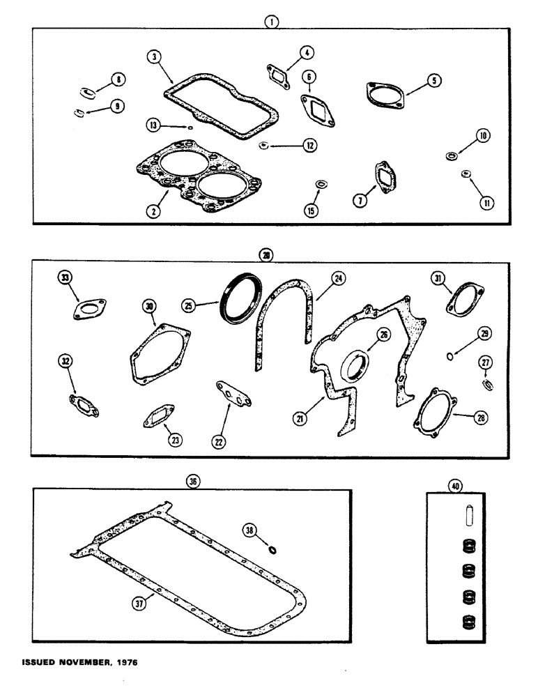 Схема запчастей Case 475 - (028) - ENGINE GASKET KITS, (301B) DIESEL ENGINE (10) - ENGINE