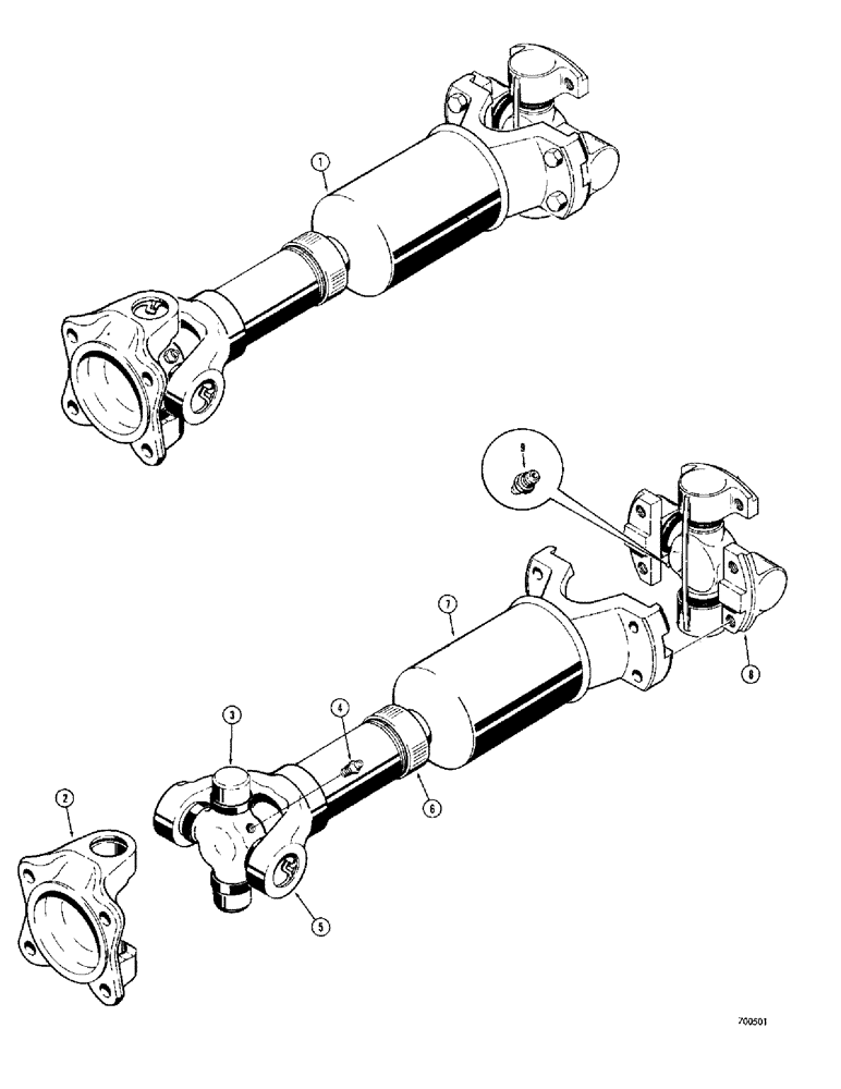 Схема запчастей Case 400C - (142) - POWER SHIFT TRANSMISSION, FRONT AXLE DRIVE SHAFT (06) - POWER TRAIN