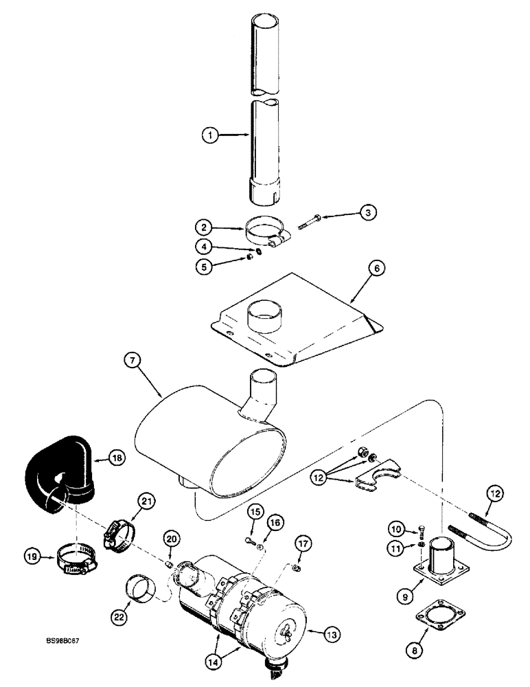 Схема запчастей Case 660 - (2-07A) - ENGINE AIR INTAKE AND EXHAUST SYSTEM, USED ON MODELS WITH 4-390 EMISSIONS CERTIFIED ENGINE (02) - ENGINE