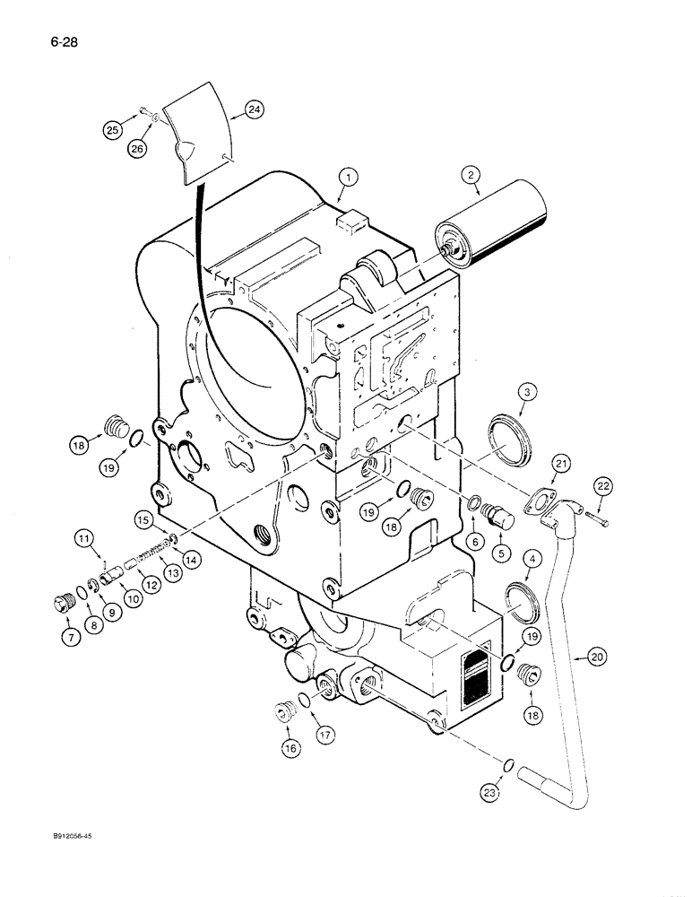 Схема запчастей Case 621 - (6-28) - TRANSMISSION ASSEMBLY, HOUSING, P.I.N. JAK0027512 AND AFTER (06) - POWER TRAIN