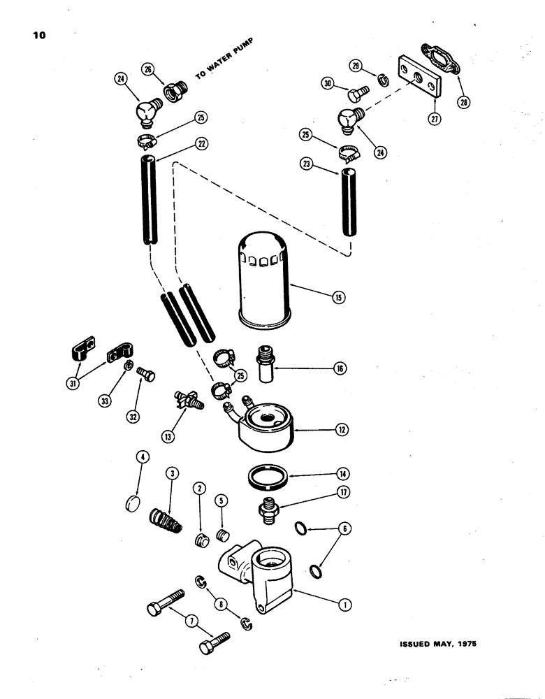 Схема запчастей Case W24B - (010) - OIL FILTER AND COOLER, (540BD) DIESEL ENGINE, USED WITH SMALL CRANKSHAFT 1ST USED ENG. SN. 2572011 (02) - ENGINE
