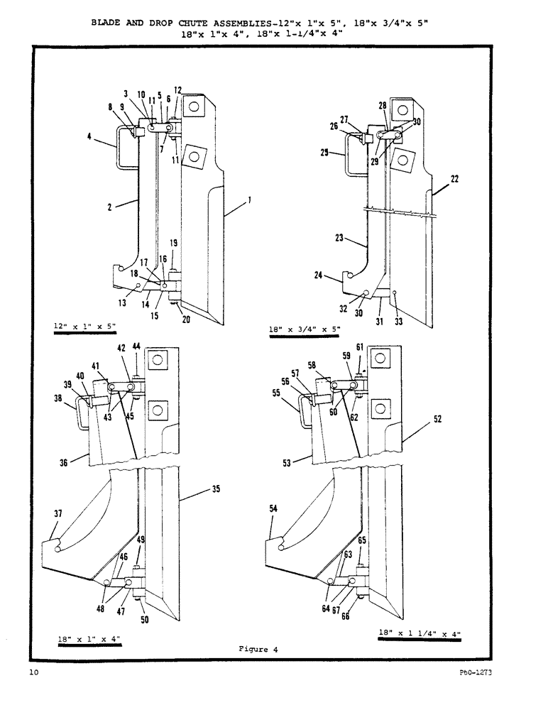 Схема запчастей Case P-60 - (10) - BLADE & DROP CHUTE ASSY - 12" X 1" X 5", 18" X 3/4" X 5", 18" X 1" X 4", 18" X 1-1/4" X 4" 