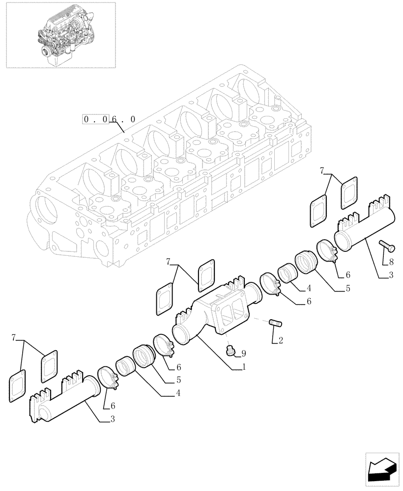 Схема запчастей Case F3AE0684E B002 - (0.07.8[01]) - EXHAUST MANIFOLD (500335634) 