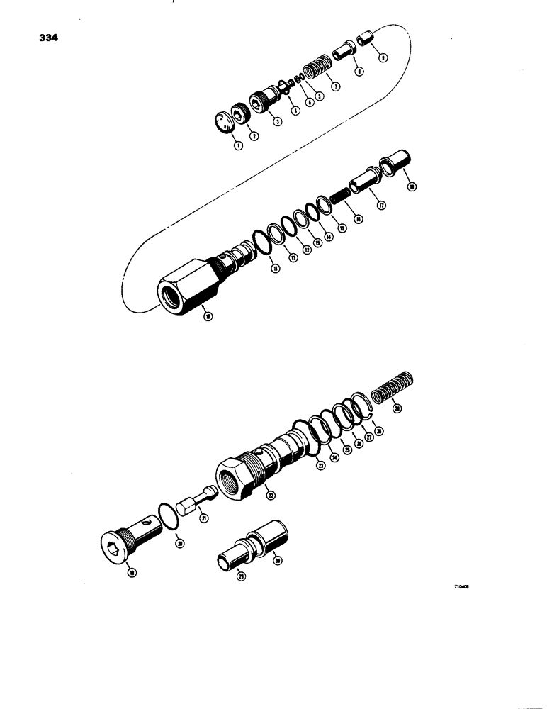 Схема запчастей Case W18 - (334) - SECONDARY RELIEF VALVE, L48130 AND L48732 LOADER CONTROL VALVES (08) - HYDRAULICS