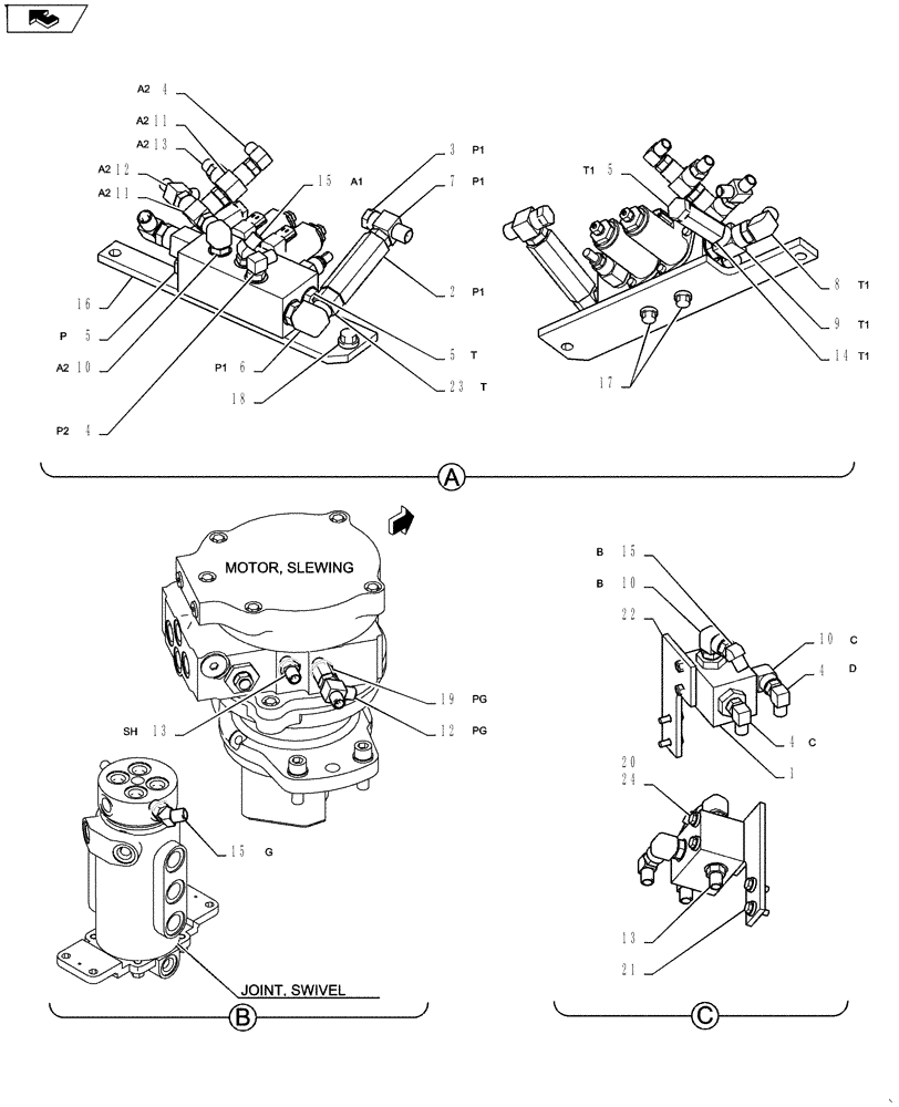 Схема запчастей Case CX27B ASN - (35.322.16) - CONTROL LINES, VALVE (35) - HYDRAULIC SYSTEMS