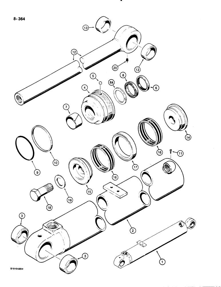 Схема запчастей Case 1455B - (8-364) - LOADER LIFT CYLINDERS (08) - HYDRAULICS