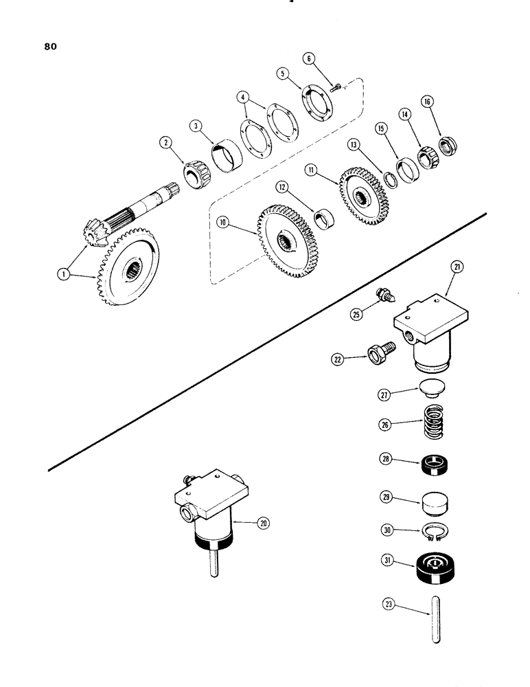 Схема запчастей Case 1150 - (080) - BEVEL PINION SHAFT (04) - UNDERCARRIAGE