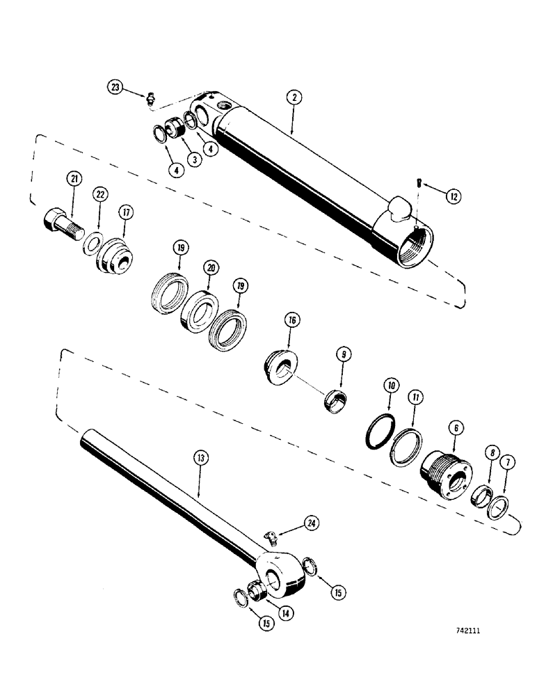 Схема запчастей Case 350 - (298) - G32163 ANGLE CYLINDER - ANGLE TILT DOZER, HAS SOLID OUTER WIPER AND SPLIT INNER WIPER (07) - HYDRAULIC SYSTEM