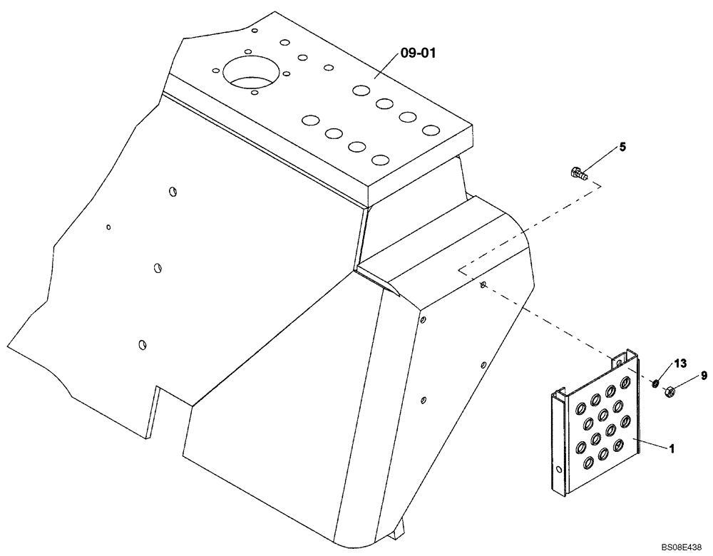 Схема запчастей Case SV210 - (09-12[01]) - STEP, UPPER LH (GROUP 464) (ND126699) (09) - CHASSIS/ATTACHMENTS