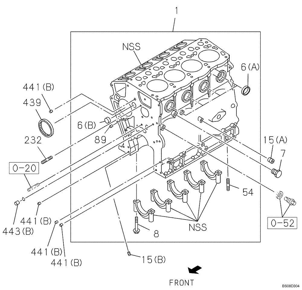 Схема запчастей Case CX75SR - (02-08) - CYLINDER BLOCK (02) - ENGINE