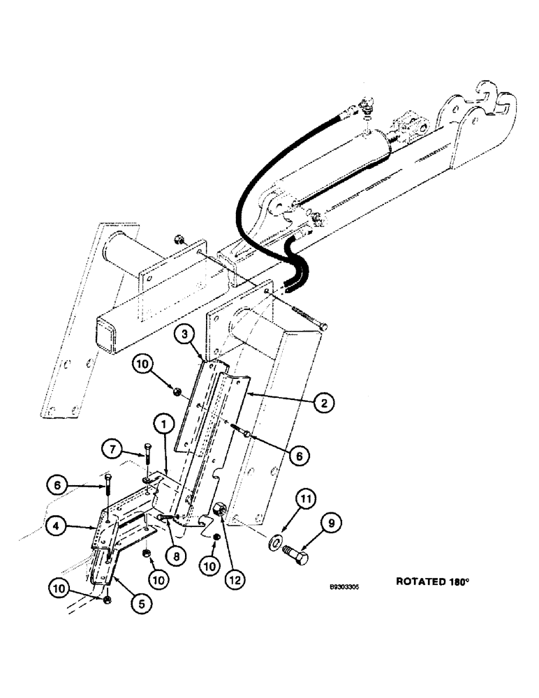 Схема запчастей Case 660 - (9-087E) - HYDRAULIC CRUMBER, HOSE GUARD AND MOUNTING (09) - CHASSIS/ATTACHMENTS