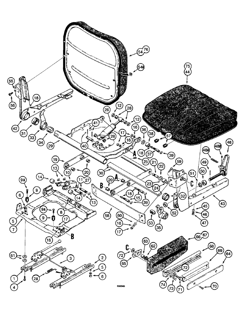 Схема запчастей Case W14 - (590) - SUSPENSION SEAT (09) - CHASSIS/ATTACHMENTS