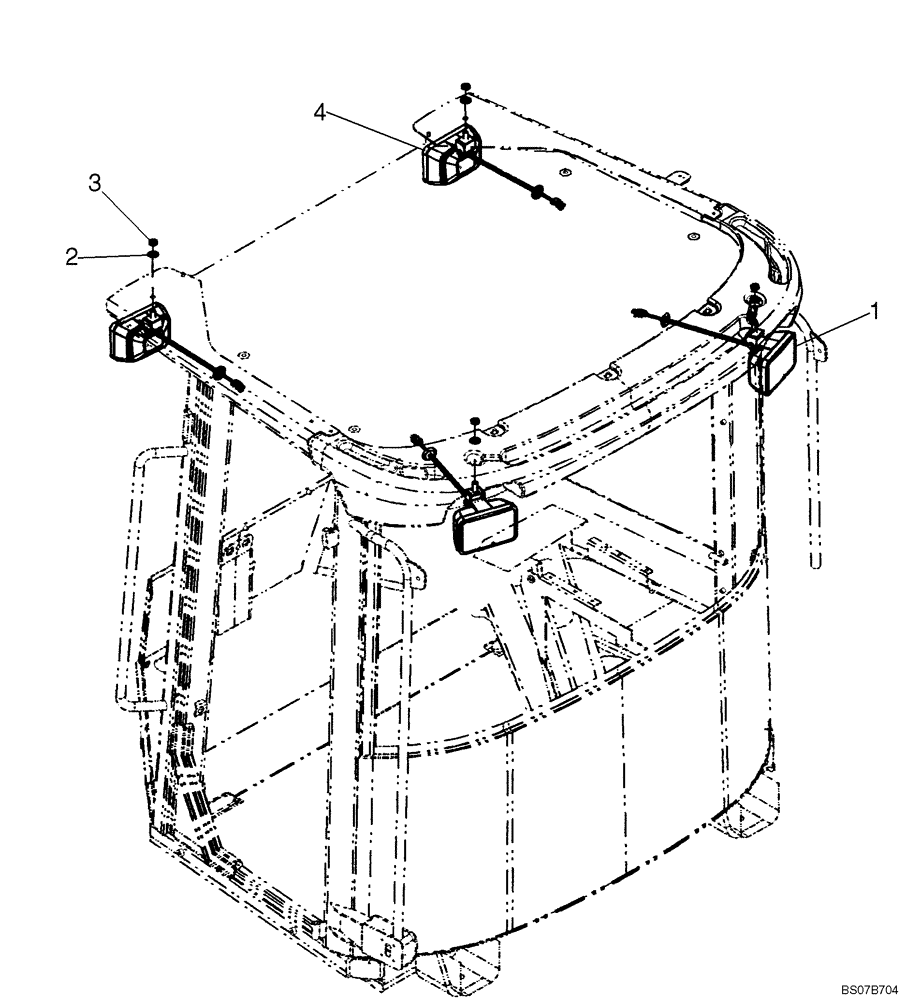 Схема запчастей Case 821E - (04-19) - CAB/CANOPY - WORK LAMPS (04) - ELECTRICAL SYSTEMS