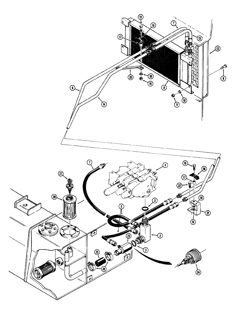 Схема запчастей Case 34 - (146) - HYDRAULIC OIL COOLING SYSTEM 