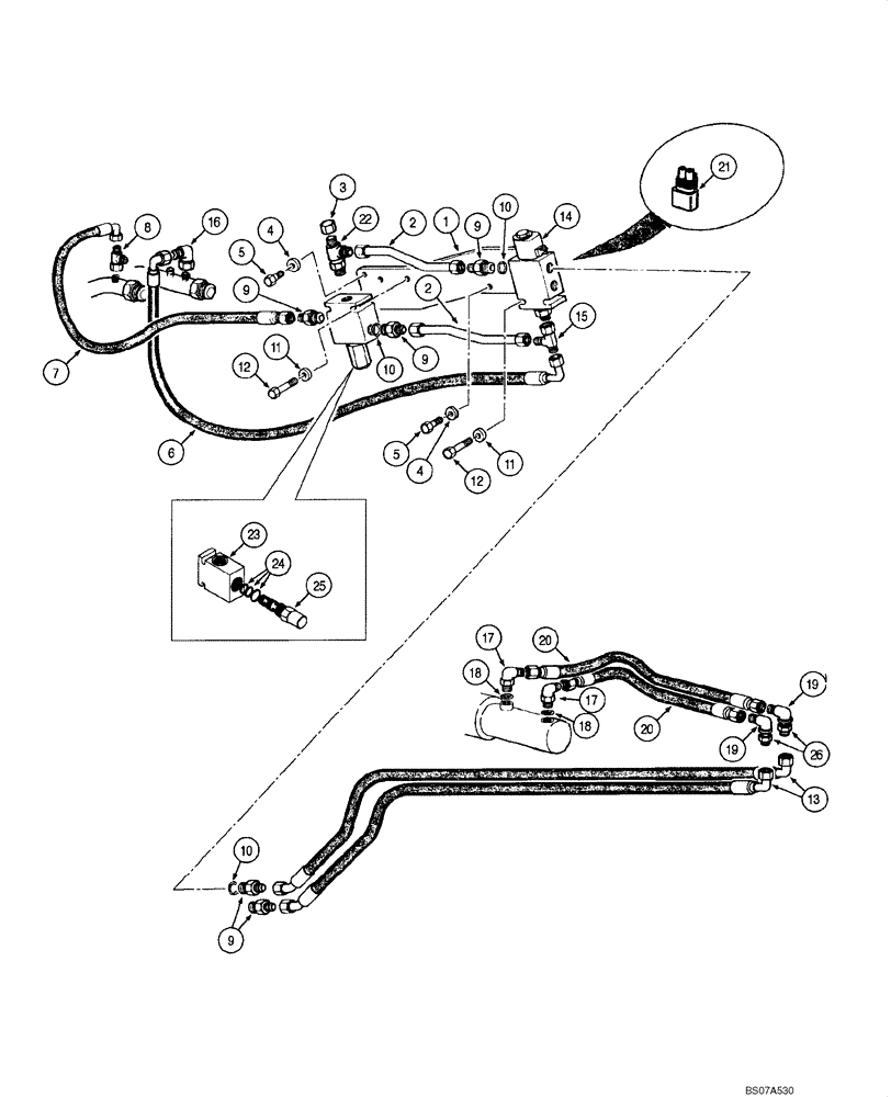 Схема запчастей Case 845 DHP - (08.10[00]) - BLADE HYDRAULIC CIRCUIT - LOCK (3 HOLES) (08) - HYDRAULICS