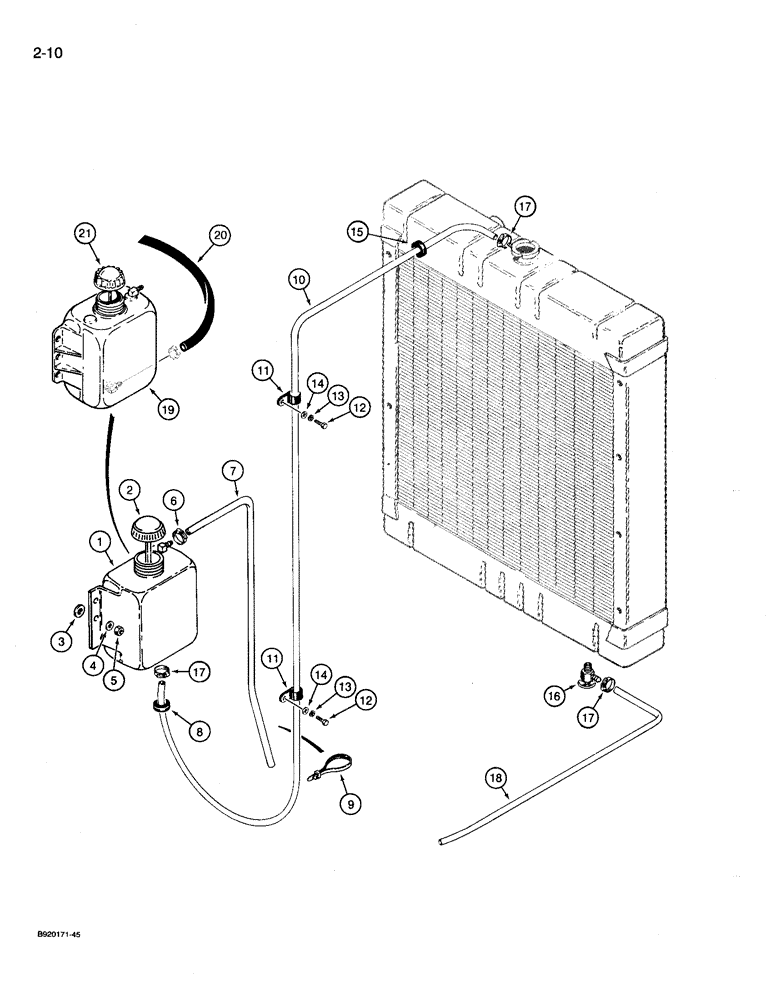 Схема запчастей Case 721 - (2-10) - COOLANT RECOVERY SYSTEM (02) - ENGINE