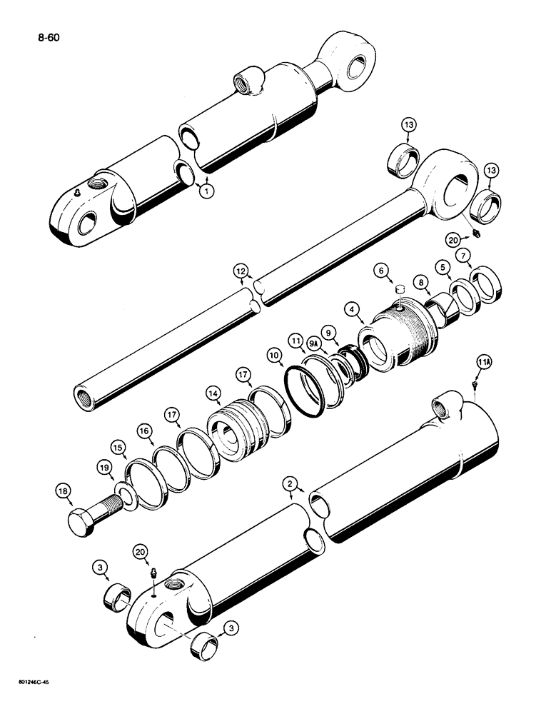 Схема запчастей Case 26D - (8-60) - G104844 DIPPER CYLINDER, 12 FOOT BACKHOE MODELS 