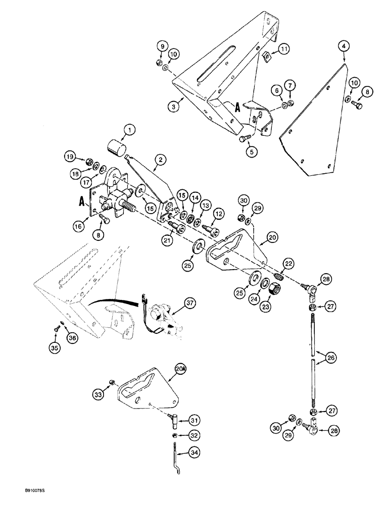 Схема запчастей Case 760 - (06-002) - GROUND DRIVE CONTROLS, CREEP CONTROL LEVER (14) - MAIN GEARBOX & DRIVE