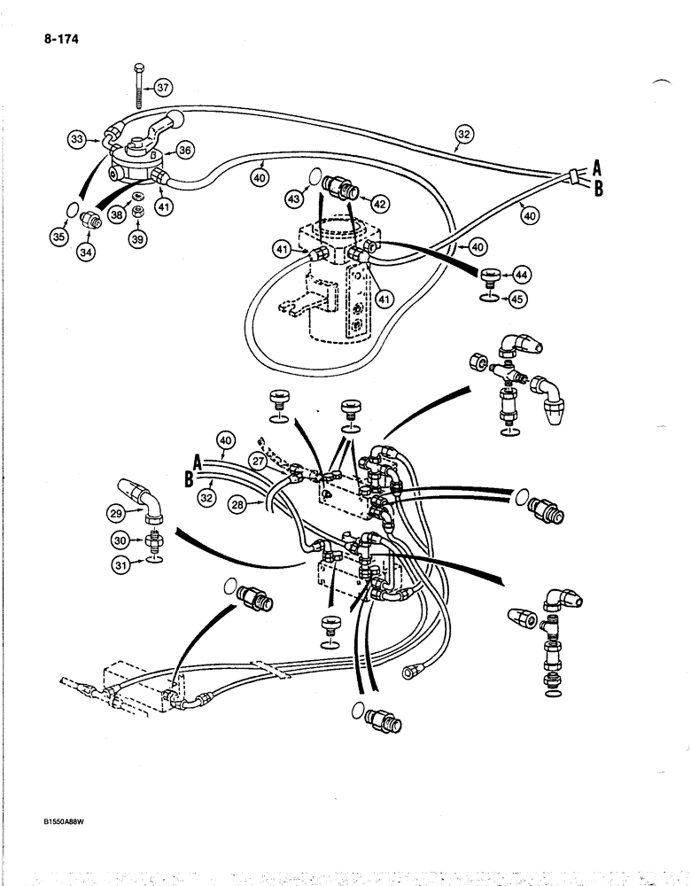 Схема запчастей Case 170B - (8-174) - HYDRAULIC CONTROL CIRCUIT, FOR SOLENOID CONTROL VALVES, P.I.N. 74417 THRU 74456 (08) - HYDRAULICS