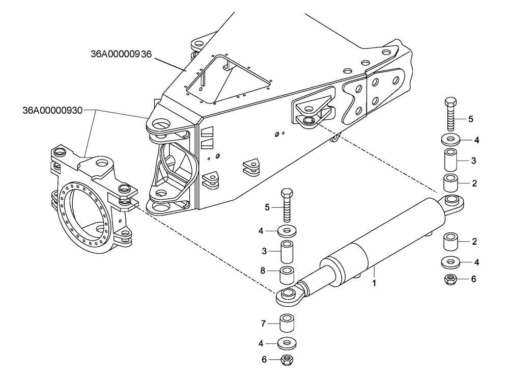 Схема запчастей Case 335B - (43A00000870[001]) - CYLINDER, STEERING (87601416) (09) - Implement / Hydraulics / Frame / Brakes