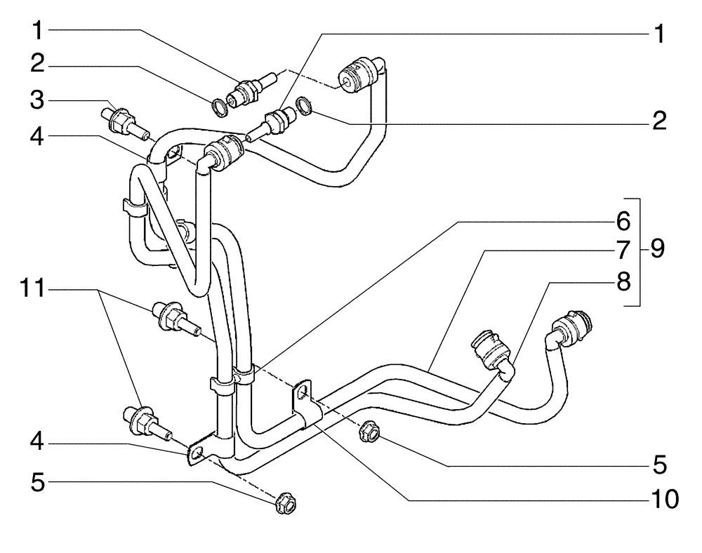 Схема запчастей Case 885 - (03-20[01]) - FUEL FILTER PLUMBING (03) - FUEL SYSTEM