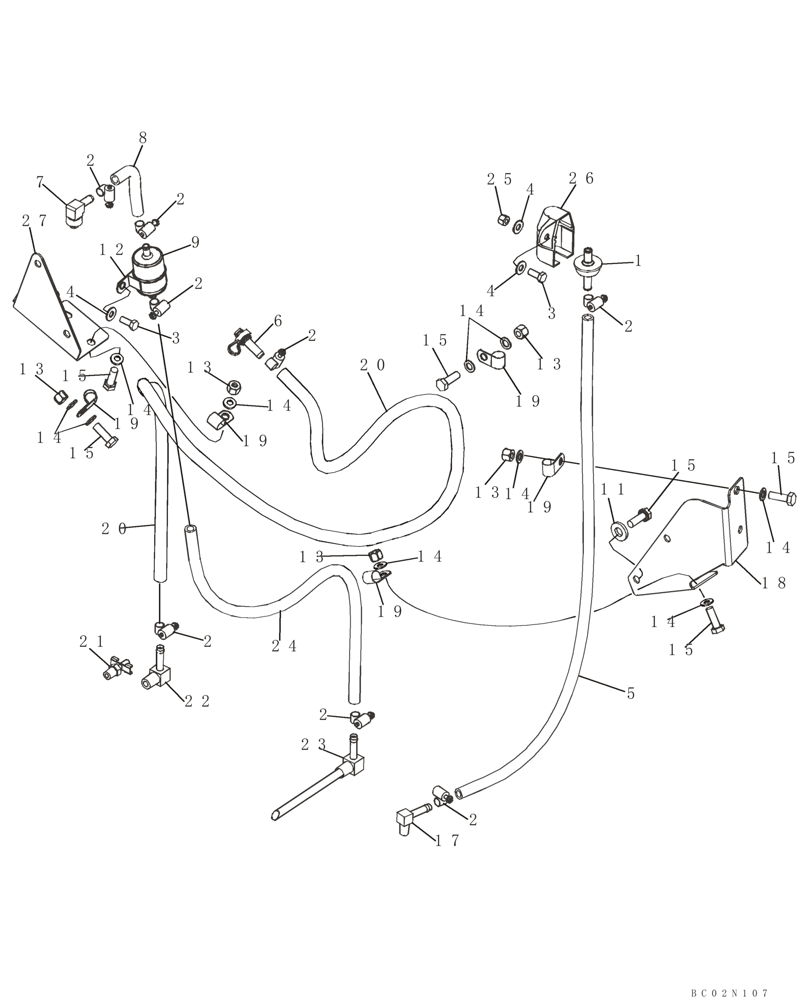 Схема запчастей Case 621D - (03-03) - FUEL LINES - FILTER, IN-LINE FUEL (03) - FUEL SYSTEM