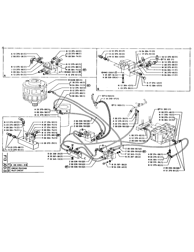 Схема запчастей Case 220 - (122) - PILOT CIRCUIT (07) - HYDRAULIC SYSTEM