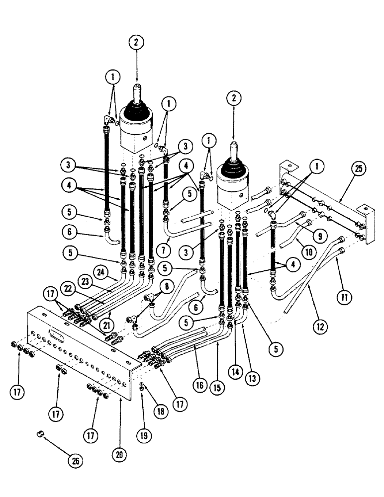 Схема запчастей Case 50 - (140) - PILOT TUBING FROM HAND MODULATOR CONTROL TO BULKHEAD, (USED ON UNITS W/ SN. 6279926-6280344) (35) - HYDRAULIC SYSTEMS