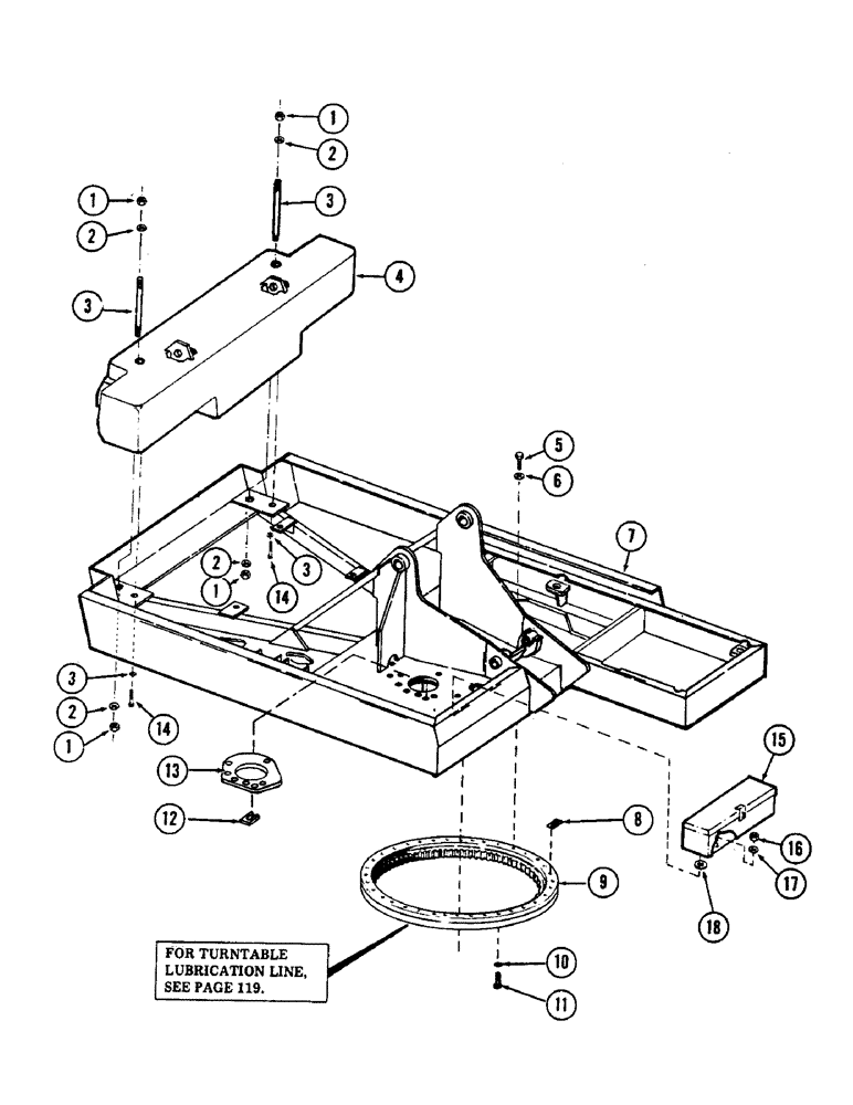 Схема запчастей Case 880B - (112) - TURNTABLE, BEARING, COUNTERWEIGHT AND RELATED PARTS (05) - UPPERSTRUCTURE CHASSIS