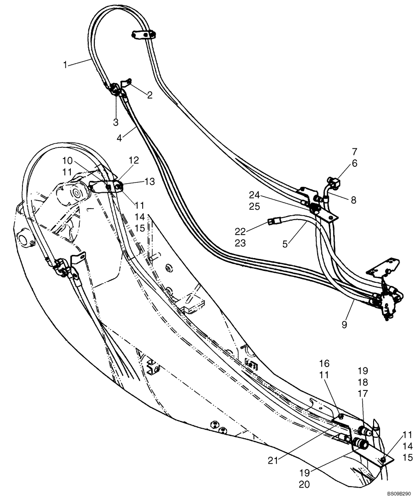 Схема запчастей Case 465 - (08-19) - SECONDARY FRONT AUXILIARY (08) - HYDRAULICS