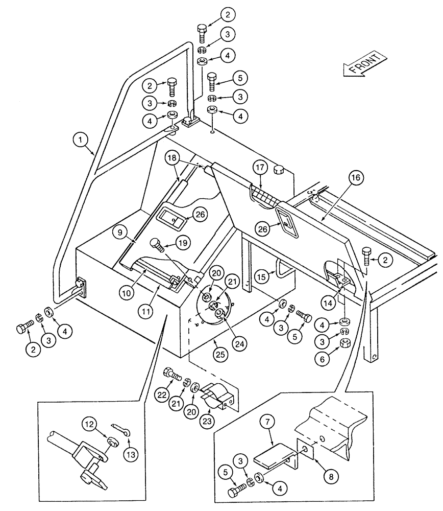 Схема запчастей Case 9050 - (9-12) - UPPER STRUCTURE, TOP AND FRONT COVERS (09) - CHASSIS