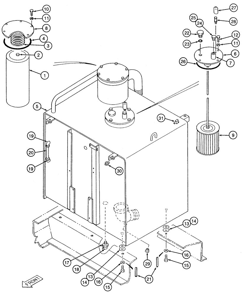 Схема запчастей Case 9060 - (8-002) - HYDRAULIC RESERVOIR (08) - HYDRAULICS