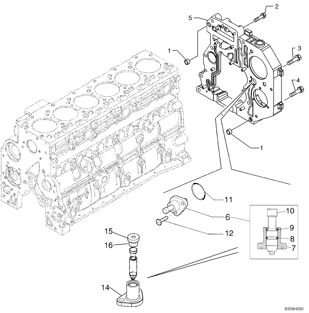 Схема запчастей Case 850K - (02-14) - CYLINDER BLOCK - COVERS (02) - ENGINE