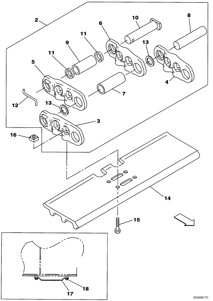 Схема запчастей Case CX290B - (05-04) - TRACK CHAINS, 600 MM (23-5/8 IN) (11) - TRACKS/STEERING