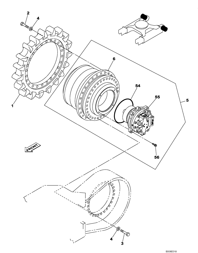 Схема запчастей Case CX800 - (06-001-00[01]) - TRAVEL MOTOR AND REDUCTION GEAR (06) - POWER TRAIN