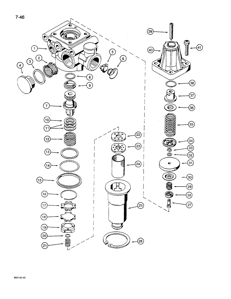 Схема запчастей Case 621 - (7-46) - UNLOADING VALVE, L115645 (07) - BRAKES