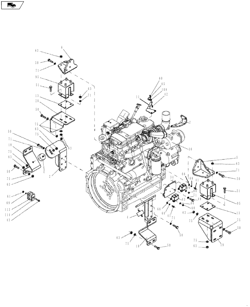 Схема запчастей Case SV216 - (10.012.01) - ENGINE INSTALLATION (GROUP 106) (ND133165) (10) - ENGINE