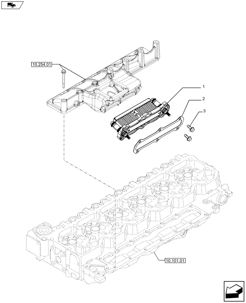 Схема запчастей Case F4HFA613A E002 - (10.254.04) - INTAKE MANIFOLD - HEATER (2855344) (10) - ENGINE