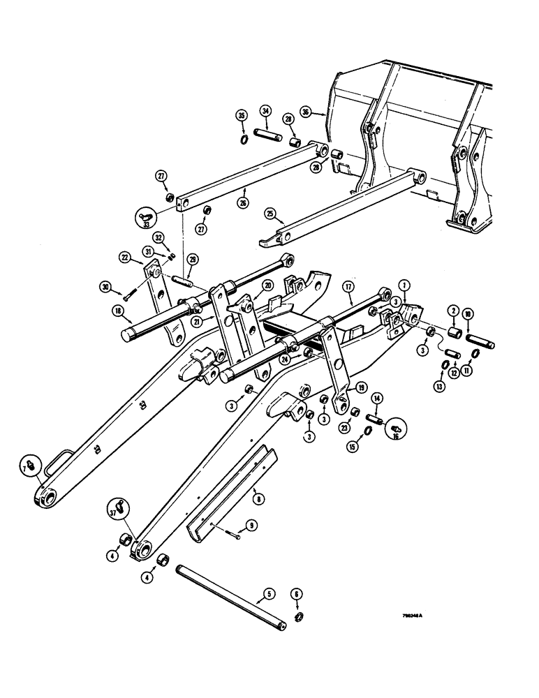 Схема запчастей Case 350B - (248) - LOADER LIFT FRAME, BUCKET TILT CYLINDERS AND LINKS (05) - UPPERSTRUCTURE CHASSIS